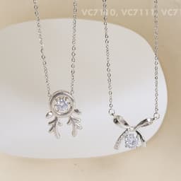 Dây Chuyền Nữ Đá Zircon Cz 5A Mặt Tuần Lộc NHÀ CÚ Màu Bạc 7111 3