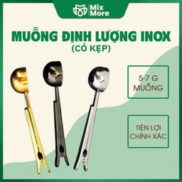 Muỗng/thìa định lượng inox không gỉ 5-7g kết hợp kẹp miệng túi nhiều màu từ Mixmore 1