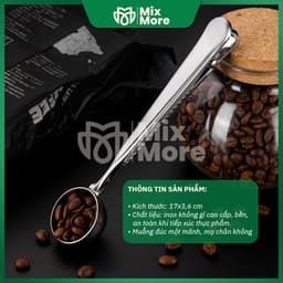 Muỗng/thìa định lượng inox không gỉ 5-7g kết hợp kẹp miệng túi nhiều màu từ Mixmore 2