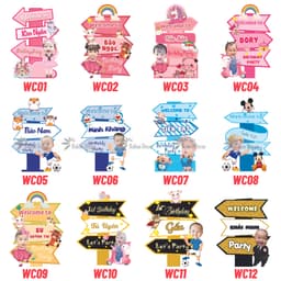 Cây Welcome trang trí bàn tiệc sinh nhật thôi nôi đầy tháng bé trai bé gái 2