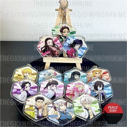 (Mua 1 tặng 1) Móc khóa KIMETSU NO YAIBA ver LỤC GIÁC hình in 2 mặt 1