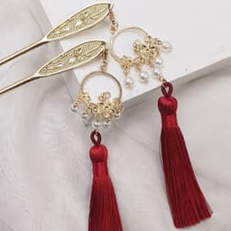 Trâm NGUYỆT TREO NGỌC HOA thả tua rua phụ kiện cài tóc cổ trang cho nữ 5