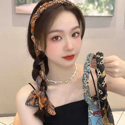 Bờm Cài Tóc Nữ Tết Dây Lụa Hoạ Tiết Siêu Dễ Thương GIA DỤNG VĨNH NGÂN 2