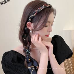 Bờm Cài Tóc Nữ Tết Dây Lụa Hoạ Tiết Siêu Dễ Thương GIA DỤNG VĨNH NGÂN 3