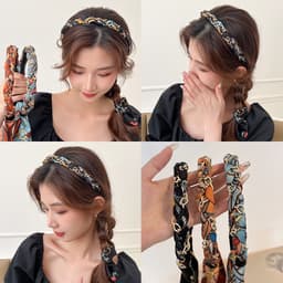 Bờm Cài Tóc Nữ Tết Dây Lụa Hoạ Tiết Siêu Dễ Thương GIA DỤNG VĨNH NGÂN 5