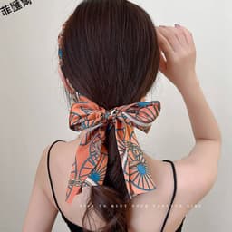 Bờm Cài Tóc Nữ Tết Dây Lụa Hoạ Tiết Siêu Dễ Thương GIA DỤNG VĨNH NGÂN 6