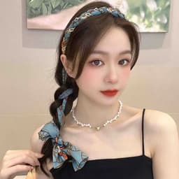 Bờm Cài Tóc Nữ Tết Dây Lụa Hoạ Tiết Siêu Dễ Thương GIA DỤNG VĨNH NGÂN 8