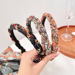 Bờm Cài Tóc Nữ Tết Dây Lụa Hoạ Tiết Siêu Dễ Thương GIA DỤNG VĨNH NGÂN 9