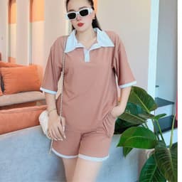 Đồ Bộ Nữ Bigsize LIMO DB43 Áo Polo Cổ Trụ Phối Quần Đùi Thể Thao Set Mặc Nhà Thoải Mái Dễ Thương 4
