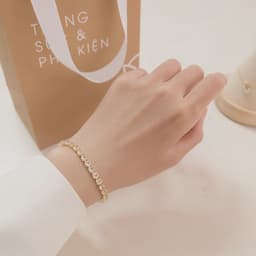 Vòng Tay NHÀ CÚ Vuông Đá Nhỏ Màu Vàng Nữ Tính 3141 5