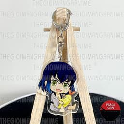 (mua 1 tặng 1) Móc khóa KIMETSU NO YAIBA ver NGỒI ÔM ĐỒ ĂN - THANH GƯƠM DIỆT QUỶ Mica trong acrylic anime chibi 6
