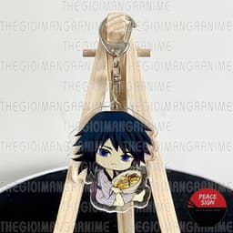 (mua 1 tặng 1) Móc khóa KIMETSU NO YAIBA ver NGỒI ÔM ĐỒ ĂN - THANH GƯƠM DIỆT QUỶ Mica trong acrylic anime chibi 8
