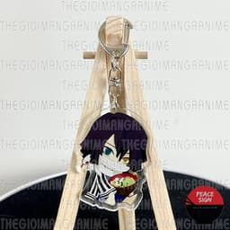 (mua 1 tặng 1) Móc khóa KIMETSU NO YAIBA ver NGỒI ÔM ĐỒ ĂN - THANH GƯƠM DIỆT QUỶ Mica trong acrylic anime chibi 9