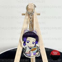 (mua 1 tặng 1) Móc khóa KIMETSU NO YAIBA ver NGỒI ÔM ĐỒ ĂN - THANH GƯƠM DIỆT QUỶ Mica trong acrylic anime chibi 2