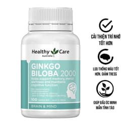 Bổ Não 2000 Healthy Care Ginkgo Biloba Úc mẫu mới 100 viên 1