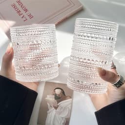 Ly thủy tinh trụ tròn hoạ tiết chấm bi, uống trà,cafe,đá xay,nước ép mã 311ZD dung  tích 300 -380 ml 4