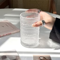 Ly thủy tinh trụ tròn hoạ tiết chấm bi, uống trà,cafe,đá xay,nước ép mã 311ZD dung  tích 300 -380 ml 5