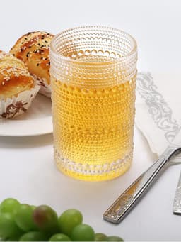 Ly thủy tinh trụ tròn hoạ tiết chấm bi, uống trà,cafe,đá xay,nước ép mã 311ZD dung  tích 300 -380 ml 8