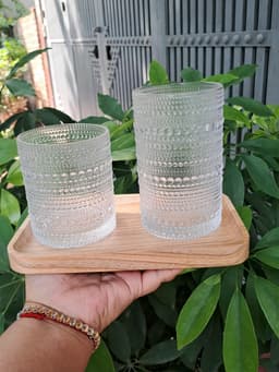 Ly thủy tinh trụ tròn hoạ tiết chấm bi, uống trà,cafe,đá xay,nước ép mã 311ZD dung  tích 300 -380 ml 9