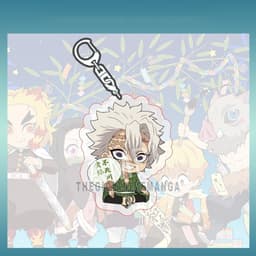 (mua 1 tặng 1) Móc khóa KIMETSU NO YAIBA ver NGỒI CẦM QUẠT keyring mica acrylic in hình anime chibi dễ thương 4