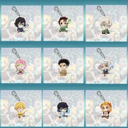 (mua 1 tặng 1) Móc khóa KIMETSU NO YAIBA ver NGỒI CẦM QUẠT keyring mica acrylic in hình anime chibi dễ thương 1
