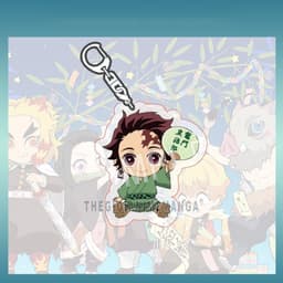 (mua 1 tặng 1) Móc khóa KIMETSU NO YAIBA ver NGỒI CẦM QUẠT keyring mica acrylic in hình anime chibi dễ thương 3