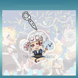(mua 1 tặng 1) Móc khóa KIMETSU NO YAIBA ver NGỒI CẦM QUẠT keyring mica acrylic in hình anime chibi dễ thương 7