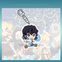 (mua 1 tặng 1) Móc khóa KIMETSU NO YAIBA ver NGỒI CẦM QUẠT keyring mica acrylic in hình anime chibi dễ thương 9