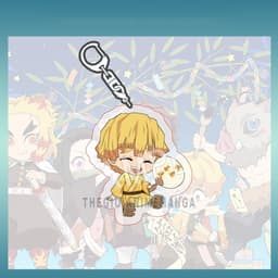 (mua 1 tặng 1) Móc khóa KIMETSU NO YAIBA ver NGỒI CẦM QUẠT keyring mica acrylic in hình anime chibi dễ thương 8