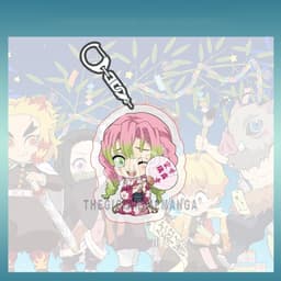 (mua 1 tặng 1) Móc khóa KIMETSU NO YAIBA ver NGỒI CẦM QUẠT keyring mica acrylic in hình anime chibi dễ thương 5