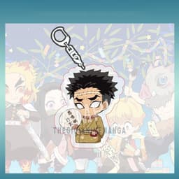 (mua 1 tặng 1) Móc khóa KIMETSU NO YAIBA ver NGỒI CẦM QUẠT keyring mica acrylic in hình anime chibi dễ thương 6