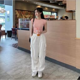 QUẦN KAKI ỐNG RỘNG ROCKY- DÂY RÚT BO GẤU- Phong cách Retro- Túi hộp cá tính cho nữ m014 DUY QUẦN NỮ 7