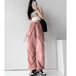 QUẦN KAKI ỐNG RỘNG ROCKY- DÂY RÚT BO GẤU- Phong cách Retro- Túi hộp cá tính cho nữ m014 DUY QUẦN NỮ 2