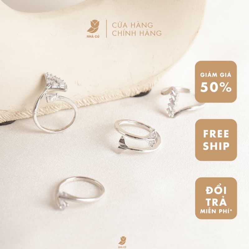 Nhẫn Nữ Freesize Đá Zircon Cz 5A Hình Học Đa Dạng NHÀ CÚ Phù Hợp Mọi Kích Thước N2260-3 & N3260-6 & N3260-8 & N3260-4