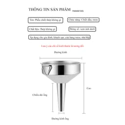 (Không kèm lọc) Phễu rót chiết chất rượu, dầu ăn, chất lỏng, chất liệu Inox 304 cao cấp - HVL TEA 8
