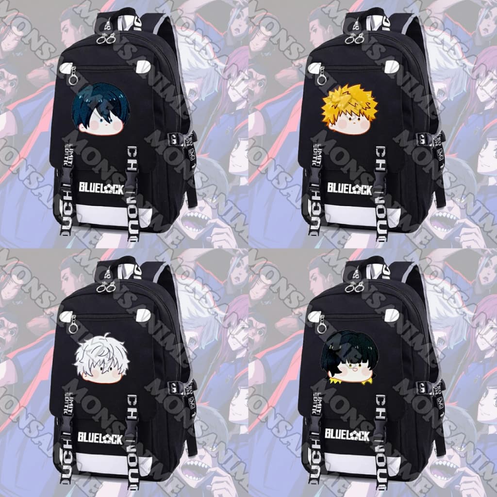 Balo nam nữ in hình BLUE LOCK ver MẶT NGƠ CHIBI anime chibi cặp sách đi học tiện lợi thời trang