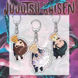 (mua 1 tặng 1) Móc khóa JUJUTSU KAISEN CHÚ THUẬT HỒI CHIẾN ver CẮN PIZZA mica anime chibi quà tặng xinh xắn 1