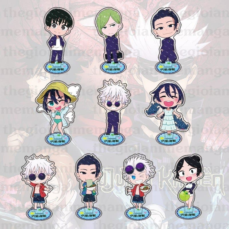 (mua 1 tặng 1) (3cm) Mô hình Standee mini JUJUTSU KAISEN ver NGHỈ MÁT Chú Thuật Hồi Chiến tượng mica acrylic anime chibi
