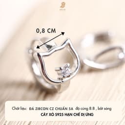 Bông Tai Nữ Đá Zircon Cz 5A Con Cá, Mèo, Mặt Trăng, Sao, Hoa NHÀ CÚ Cây Xỏ Bạc 925 Dễ Thương Phong Cách Hàn Quốc 148494 4