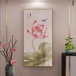 Tranh canvas treo tường hoa sen thư pháp chữ An khổ dọc- 50 x 100 cm 2