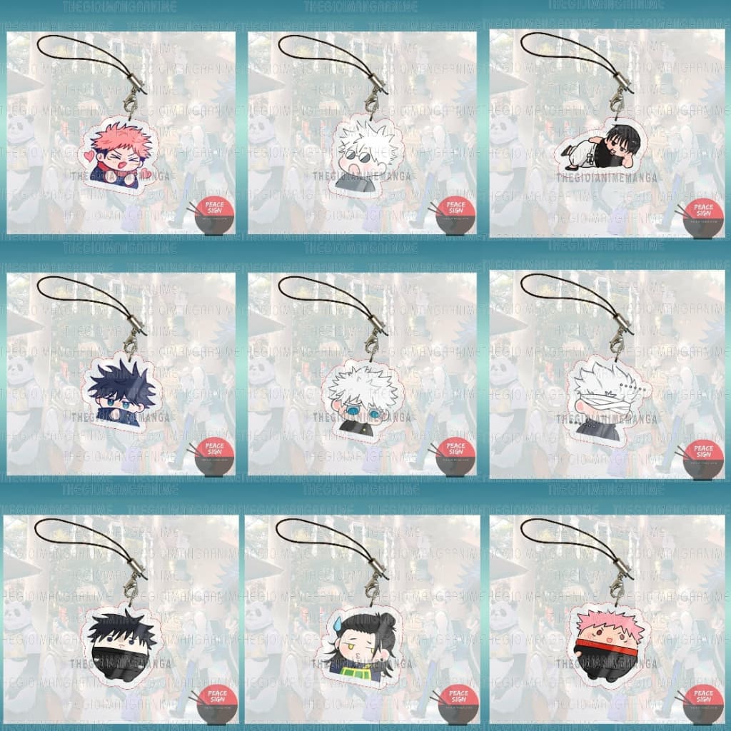 (mua 1 tặng 1) ( nhiều mẫu ) Móc dây treo điện thoại JUJUTSU KAISEN anime chibi mica trong acrylic móc khóa