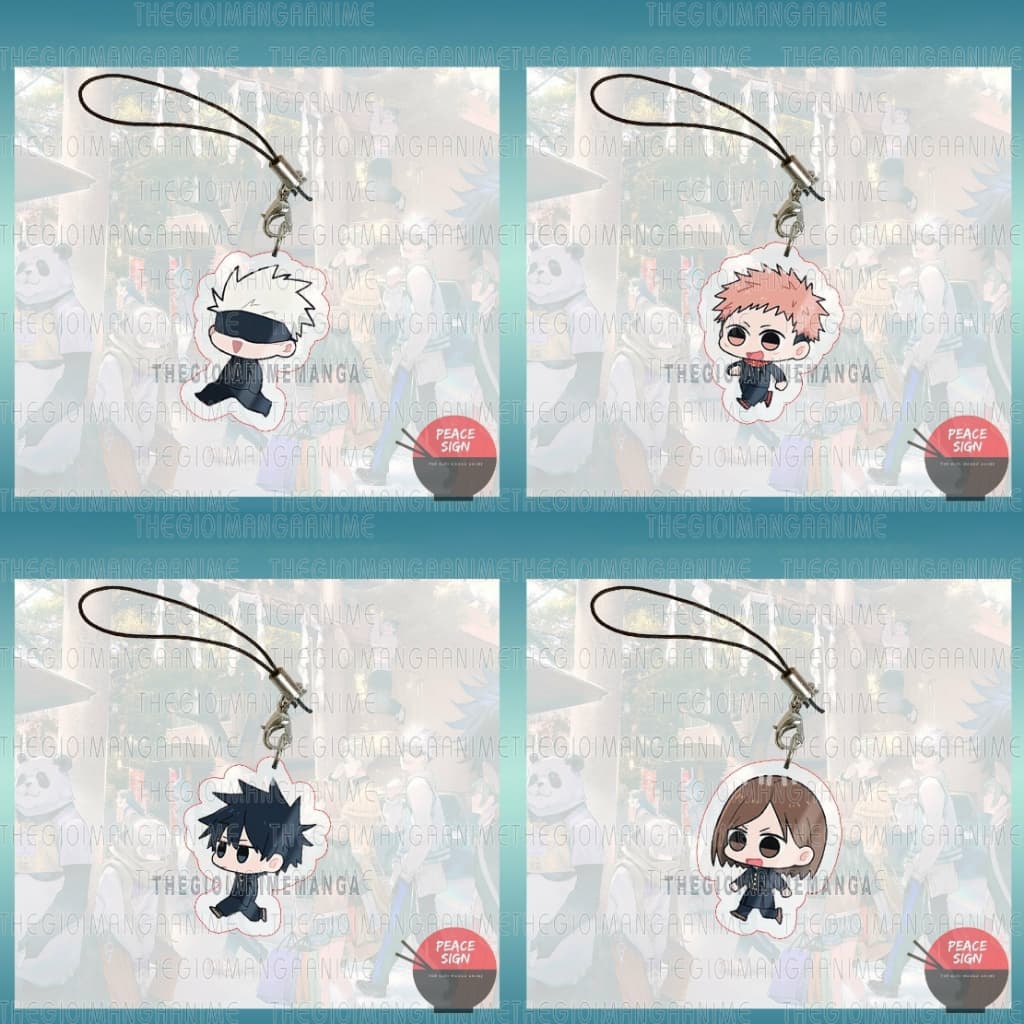 (mua 1 tặng 1) ( ĐI CUTE ) Móc dây treo điện thoại JUJUTSU KAISEN anime chibi mica trong acrylic móc khóa