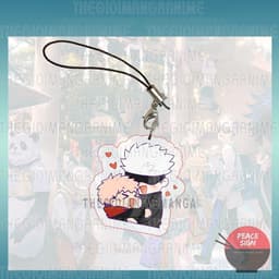 (mua 1 tặng 1) (GOJO X YUJI ) Móc dây treo điện thoại JUJUTSU KAISEN anime chibi mica trong acrylic móc khóa 1