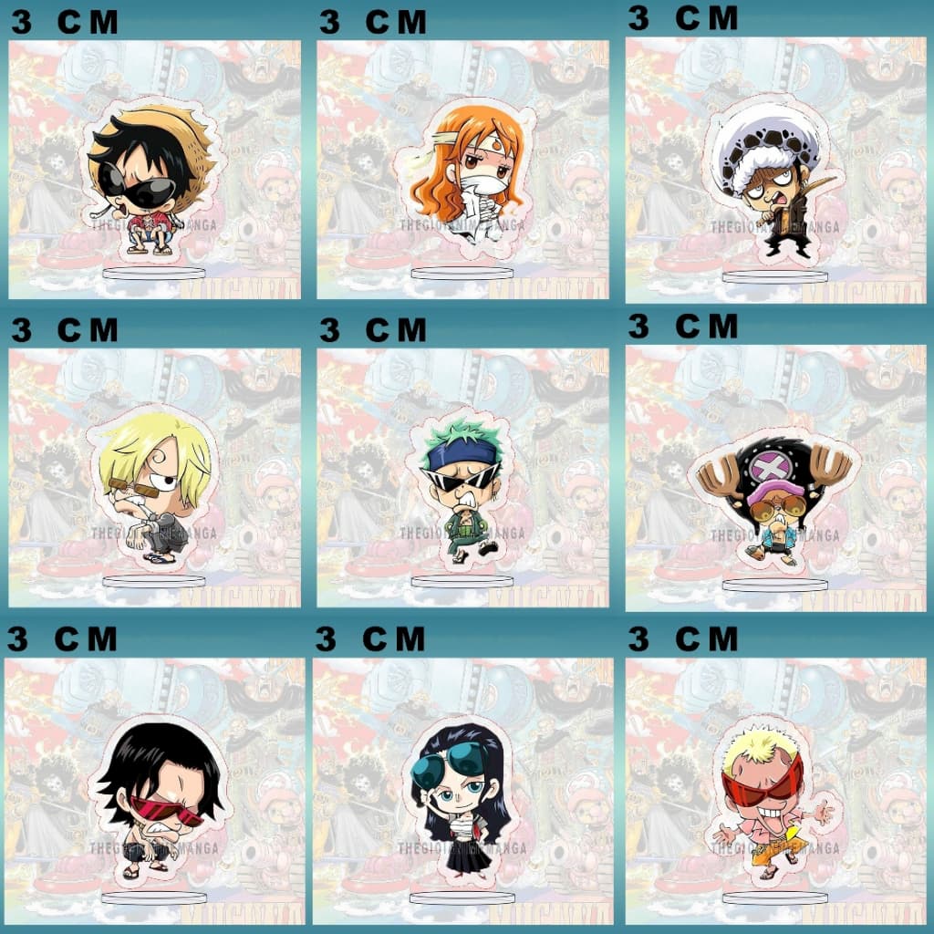 (mua 1 tặng 1) (3cm) Mô hình standee ONE PIECE ĐẢO HẢI TẶC ver YAKUZA chibi arcylic anime tiện lợi trang trí