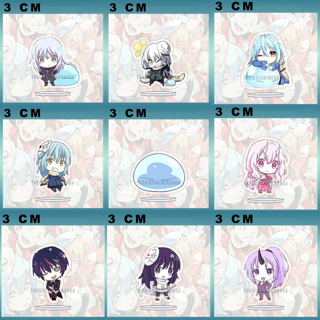 (mua 1 tặng 1) (3cm) Mô hình Standee mini Chuyển Sinh Thành Slime Tensei Shitara Slime Datta Ken anime chibi mica