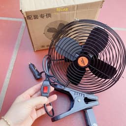Quạt Kẹp Lồng Sắt Cánh Sắt 22cm Màu Đen 12V/24V - Kẹp Trên Ô Tô, Xe Hơi 5
