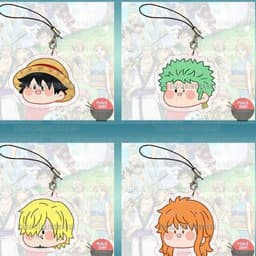 (mua 1 tặng 1) ( FACE CHIBI ) Móc dây treo điện thoại mica ONE PIECE in hình Đảo Hải Tặc hình in 2 mặt 3