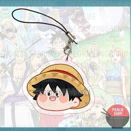(mua 1 tặng 1) ( FACE CHIBI ) Móc dây treo điện thoại mica ONE PIECE in hình Đảo Hải Tặc hình in 2 mặt 1