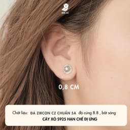 Bông Tai Nữ Đổi Màu NHÀ CÚ Hình Lá Đính Đá Zircon Cz 5A Cây Xỏ S925 Màu Xanh Màu Bạc 148459 3