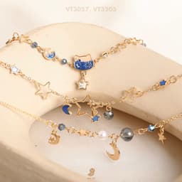 Vòng Tay Nữ Cao Cấp NHÀ CÚ Mặt Mèo Ngôi Sao Bán Nguyệt Phong Cách Hàn Quốc Thanh Lịch 3057 5